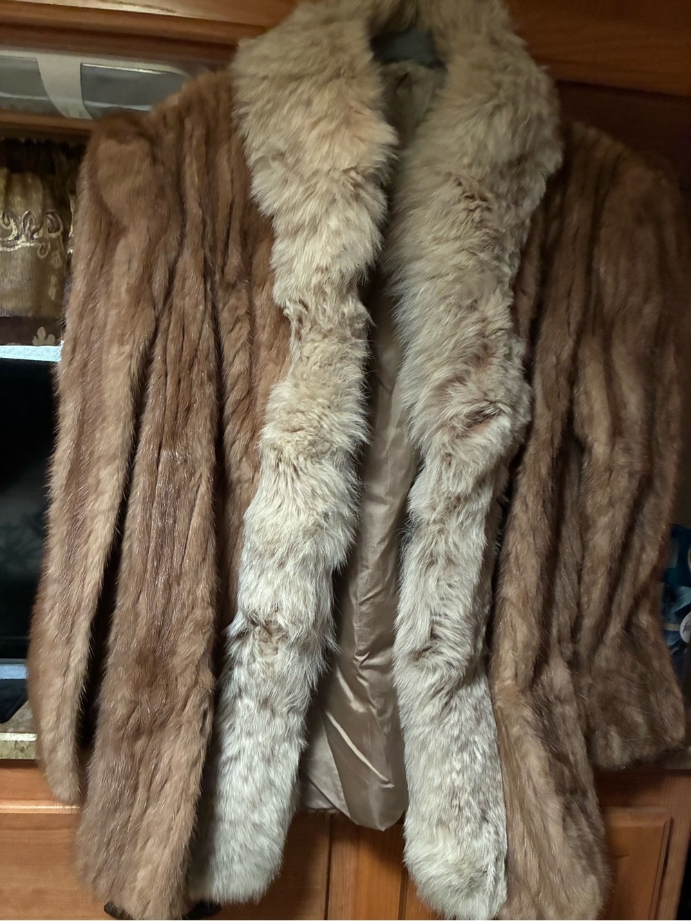 Plush Brown Teddy Jacket with Light Beige Trim